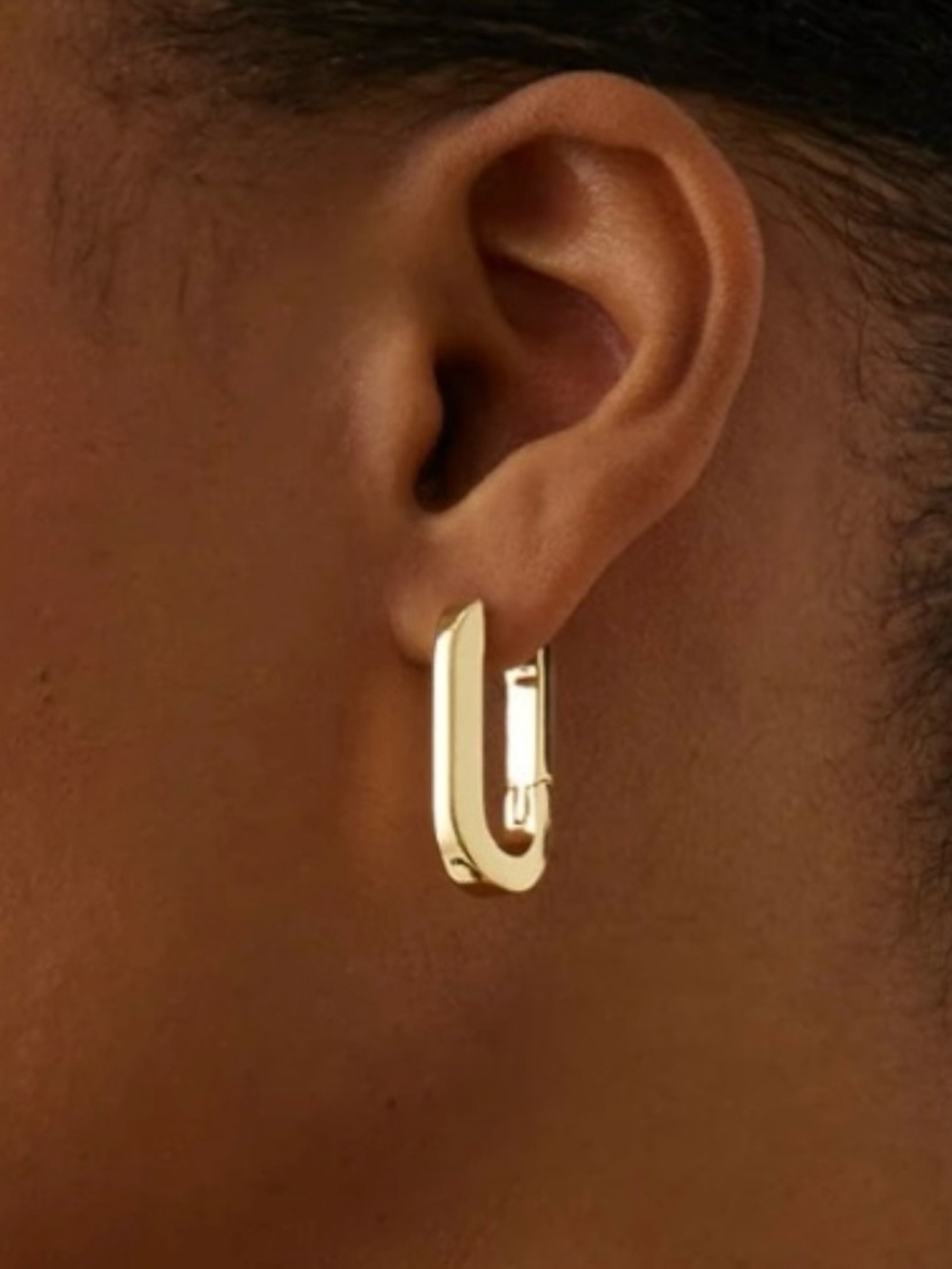 Jenny Bird U-Link Gold Plated Steel Hinge Huggie Earrings W/BOX